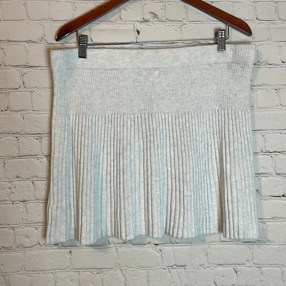 Aerie High Rise Ribbed Knit Stretch Mini Skirt Grey NWT Women's Size XL